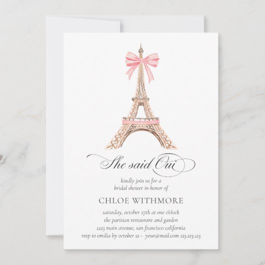 'Ze zei Oui' Parijs Boog Eiffeltoren Whimsical Kaart (Voorkant)