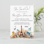 Ze zei Oui! Parijs, Eiffeltoren, Vrijgezellenfeest Kaart (Staand voorkant)