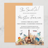 Ze zei Oui! Parijs, Eiffeltoren, Vrijgezellenfeest Kaart (Voorkant / Achterkant)