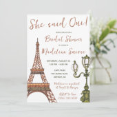 Ze zei Oui. Parijs, Frankrijk Met Vrijgezellenfees Kaart (Staand voorkant)