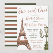 Ze zei Oui. Parijs, Frankrijk Met Vrijgezellenfees Kaart (Voorkant / Achterkant)