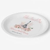 Ze zei Oui Parijse roze bloemige Vrijgezellenfeest Papieren Bordje (Gekanteld)