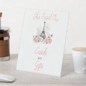 Ze zei Oui Parijse roze bloemige Vrijgezellenfeest Reclamebord Met Voetstuk (Insitu)