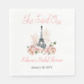 Ze zei Oui Parijse roze bloemige Vrijgezellenfeest Servet (Voorkant)