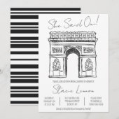 Ze zei Oui Paris, Arc de Triomphe, Vrijgezellenfee Kaart (Voorkant / Achterkant)