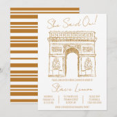 Ze zei Oui Paris, Arc de Triomphe, Vrijgezellenfee Kaart (Voorkant / Achterkant)