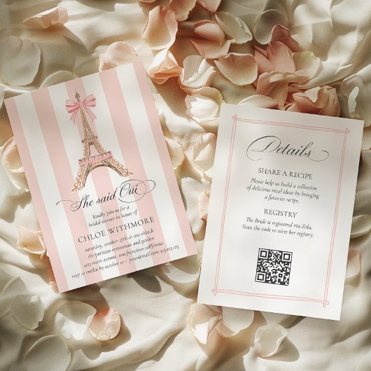 Ze zei Oui Paris Bow Eiffeltoren QRCODE DETAILS Kaart