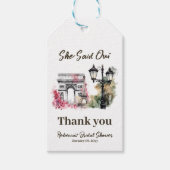 Ze zei oui Paris Bruidsfeestje Parijse Brunch Cadeaulabel (Voorkant)