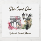 Ze zei oui Paris Bruiloft Brunch Parisian Sparkling Wijnetiket (Enkel label)