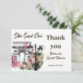 Ze zei Oui Paris Vrijgezellenfeest Parijse brunch Bedankkaart (Staand voorkant)