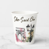 Ze zei Oui Paris Vrijgezellenfeest Parijse brunch Papieren Bekers (Achterkant)