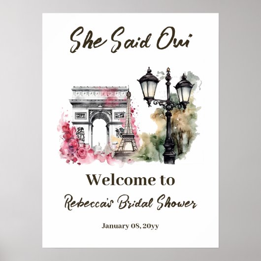 Ze zei Oui Paris Vrijgezellenfeest Parijse brunch Poster (Voorkant)