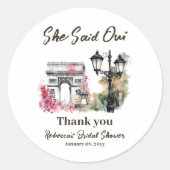 Ze zei Oui Paris Vrijgezellenfeest Parijse brunch Ronde Sticker (Voorkant)