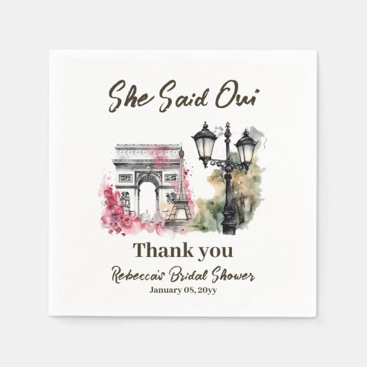 Ze zei Oui Paris Vrijgezellenfeest Parijse brunch Servet (Voorkant)