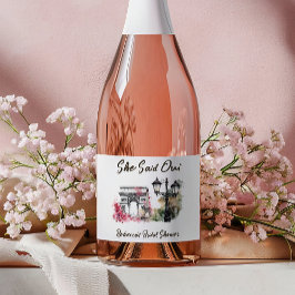 Ze zei Oui Paris Vrijgezellenfeest Parijse brunch Sparkling Wijnetiket