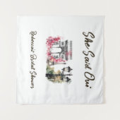 Ze zei Oui Paris Vrijgezellenfeest Parijse brunch Wandkleed (Voorkant (horizontaal))