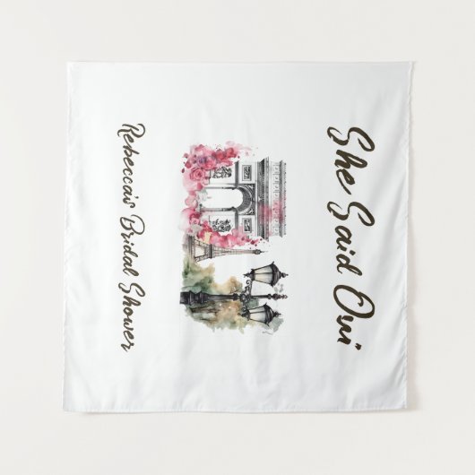 Ze zei Oui Paris Vrijgezellenfeest Parijse brunch Wandkleed (Voorkant (horizontaal))