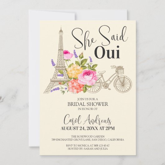 Ze zei Oui! Waterverf Floral Vrijgezellenfeest Kaart (Voorkant)