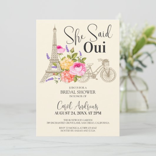 Ze zei Oui! Waterverf Floral Vrijgezellenfeest Kaart (Staand voorkant)