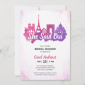 Ze zei Oui! Waterverf Parijse Vrijgezellenfeest Kaart (Voorkant)