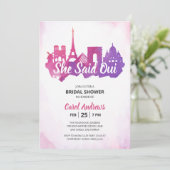 Ze zei Oui! Waterverf Parijse Vrijgezellenfeest Kaart (Staand voorkant)