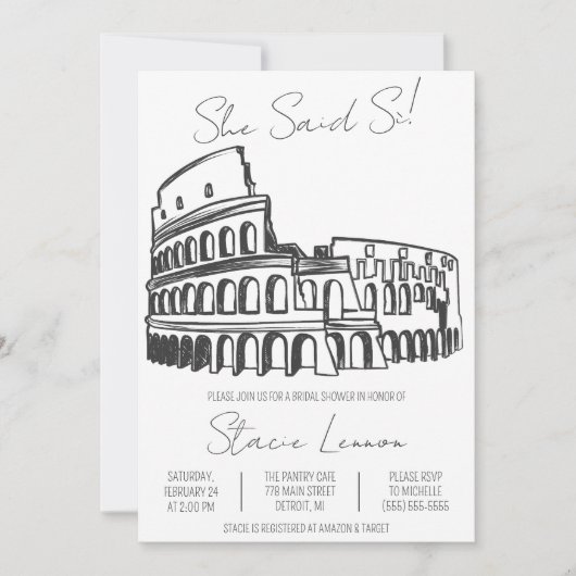 Ze zei Si, Rome, Colosseum Vrijgezellenfeest Kaart (Voorkant)