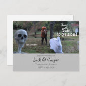 Ze zeiden ja Spooky Wedding Aankondigingskaart (Voorkant / Achterkant)