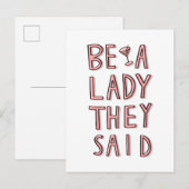 Ze zeiden: "Wees een dame" Briefkaart (Voorkant / Achterkant)