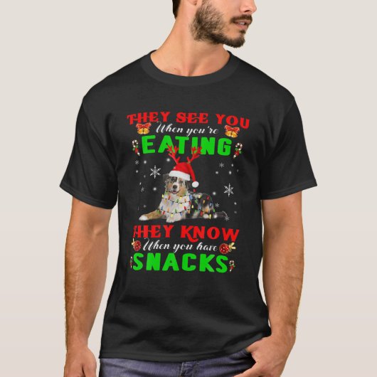 Ze zien dat je rendier Santa Australia Sheph eet T-shirt (Voorkant)