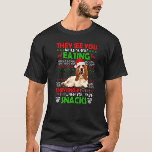 Ze zien je als je de Basset Hound Santa eet T-shirt