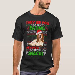 Ze zien je als je de Basset Hound Santa eet T-shirt
