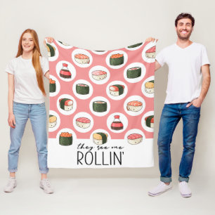 Ze zien me Rollin' Kawaii Fun Sushi Rolls & Stippe Fleece Deken