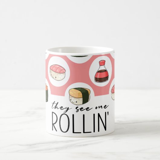 Ze zien me Rollin' Kawaii Fun Sushi Rolls & Stippe Koffiemok (Center)