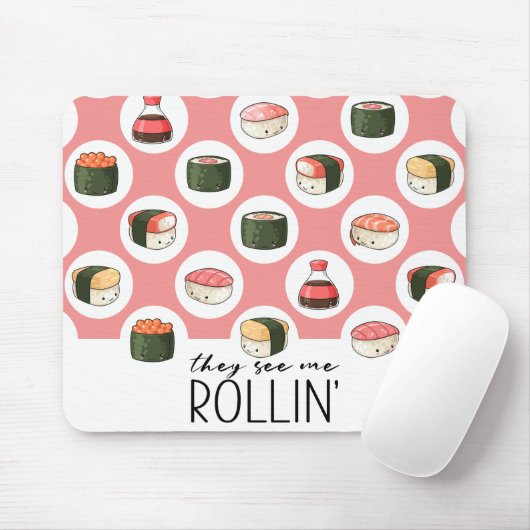 Ze zien me Rollin' Kawaii Fun Sushi Rolls & Stippe Muismat (Met muis)