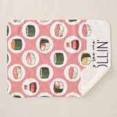 Ze zien me Rollin' Kawaii Fun Sushi Rolls & Stippe Sherpa Deken (Voorkant (horizontaal))