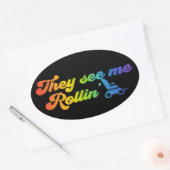 Ze zien me Rollin’ - rolstoel Ovale Sticker (Envelop)