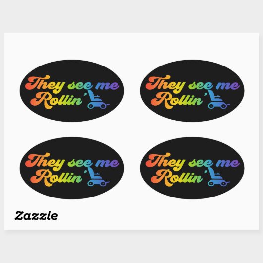 Ze zien me Rollin’ - rolstoel Ovale Sticker (Vel)