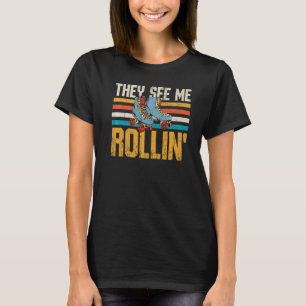 Ze zien me Vintage Roller Schaatsen Rollerbl T-shirt