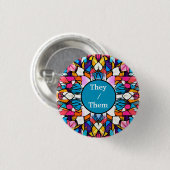 Ze/zij ronoun-badge ronde button 3,2 cm (Voorkant /achterkant)