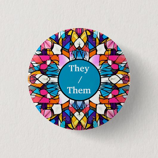 Ze/zij ronoun-badge ronde button 3,2 cm (Voorkant)