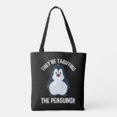 Ze zijn de pinguïns aan het opjagen! tote bag (Achterkant)