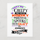 Ze zijn griezelig en ze zijn Kooky Mysterious Spoo Briefkaart (Voorkant)