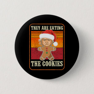Ze zijn het eten van de koekjes kerst Trump Humor Ronde Button 5,7 Cm