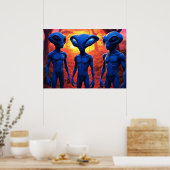 Ze zijn hier AI Alien Kunst Poster (Keuken)