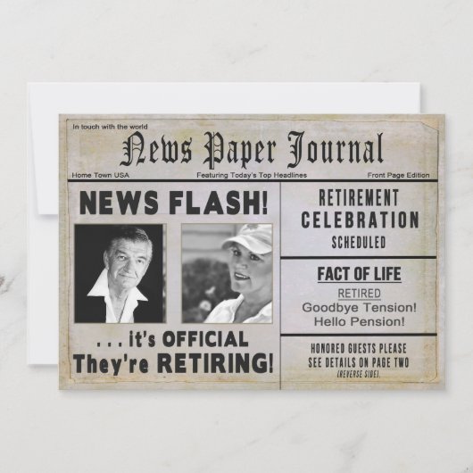 ZE ZIJN RETIRING Invitation (2) FOTO'S/NEWSPAPER Kaart (Voorkant)