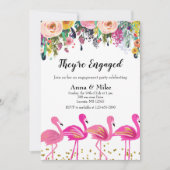 Ze zijn verloofd met Flamingo Party Invitation Kaart (Voorkant)