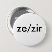 ze/zir pronoun badge ronde button 7,6 cm (Voorkant /achterkant)