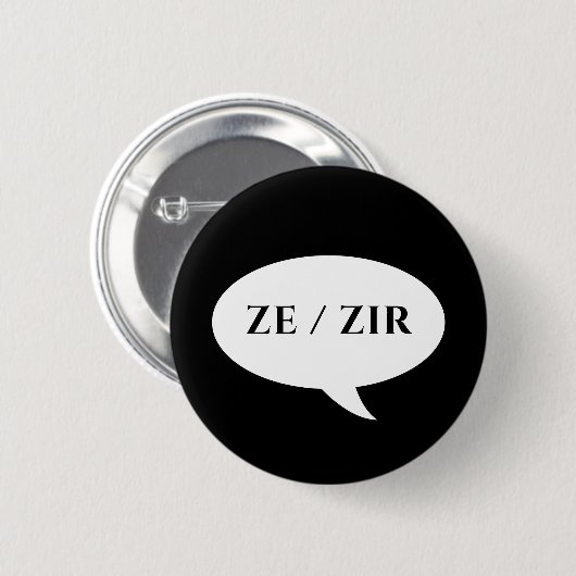 ZE ZIR PRONOUNS PATCH RONDE BUTTON 5,7 CM (Voorkant /achterkant)