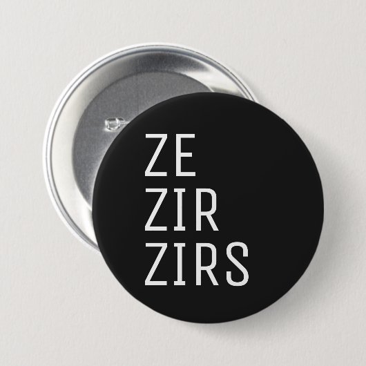 Ze Zir Zirs Pronoun Ronde Button 7,6 Cm (Voorkant /achterkant)