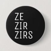 Ze Zir Zirs Pronoun Ronde Button 7,6 Cm (Voorkant)